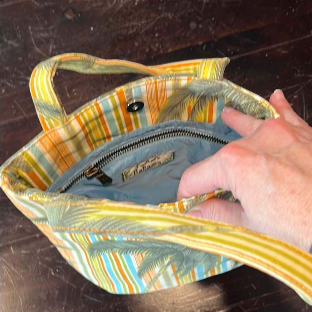 Tommy Bahama Orange and Yellow Tote Bag with Tropical Design - Picture 5 of 7
